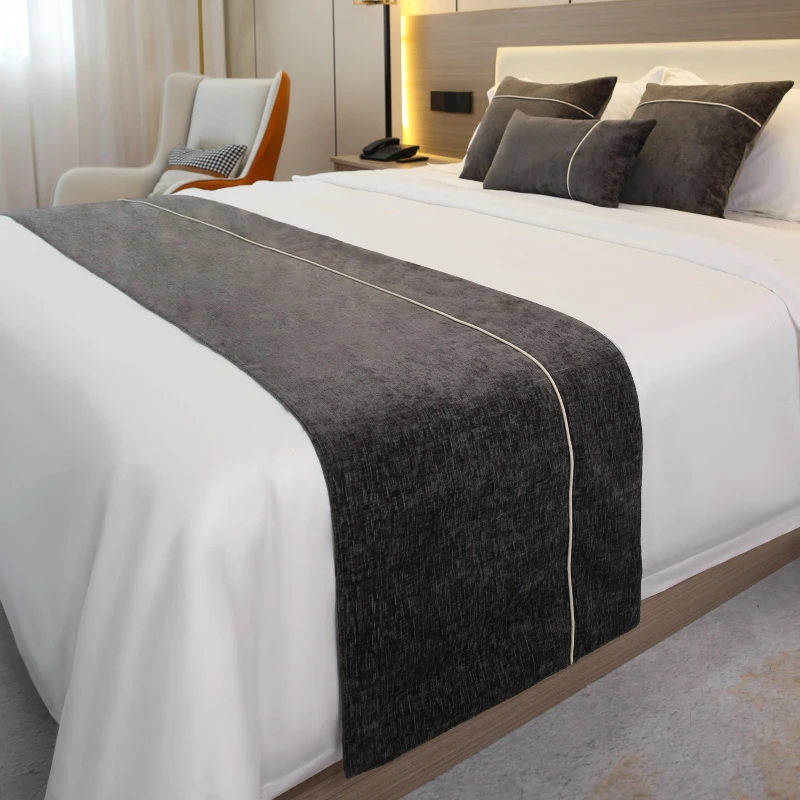 5-Star-Business-Hotel-Chenille-Bed-Runner-Luxury-Decorative-Solid-Color-Bed-Runner-Scarf