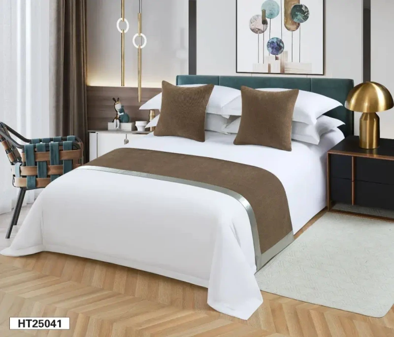 5-Star-Luxury-Hotel-Polyester-Bed-Runner-Set-5-Piece-Full-Size-Woven-Technics-Plain-Style-with-Pillow-Cover-and-Cushions-1