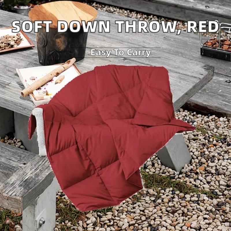 50X60-70-Down-Filled-Soft-Polyester-Modern-Lightweight-PackableThrow-Blanket-for-Indoor-Outdoor-Use