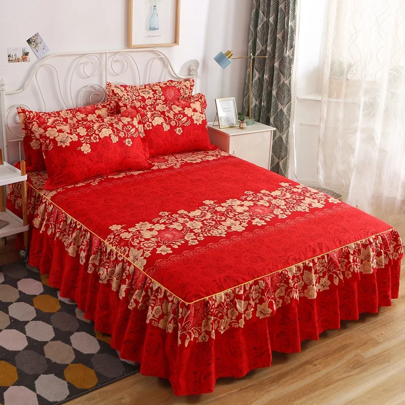 52design-Bed-Skirts-Set-Double-Layer-Bedspread-Floral-Printed-Bed-Sheet-Bilateral-Bed-Skirt-Bedsheet