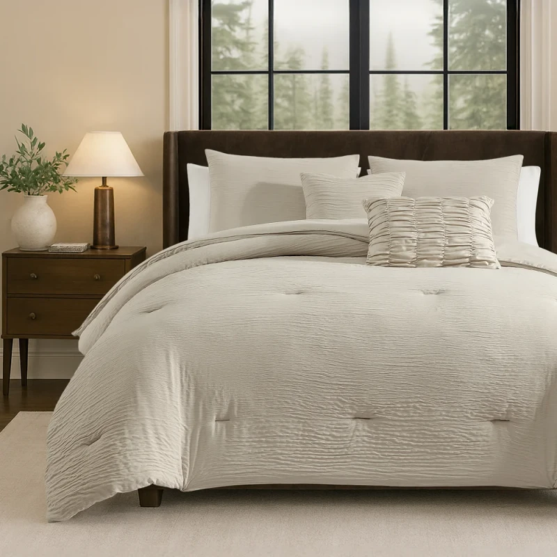 5pc-Crinkle-Comforter-Set-Bedding-for-Home-Hotel-Use-In-Stock