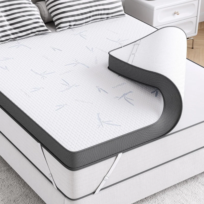6-Inch-Modern-Cooling-Breathable-Eco-Friendly-Gel-Infused-Memory-Foam-Mattress-Topper-Medium-Firm-Removable