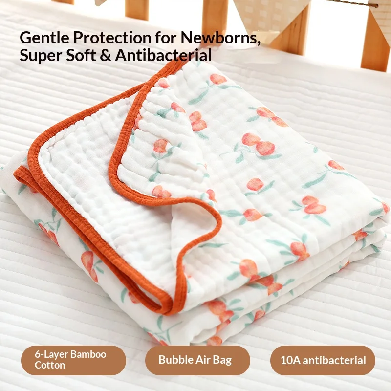 6-Layer-Muslin-Baby-Blanket-Bamboo-Cotton-Breathable-Bubble-Gauze-Kids-Quilt-Custom-Logo-Fruit-Print-Nursery-Comforter