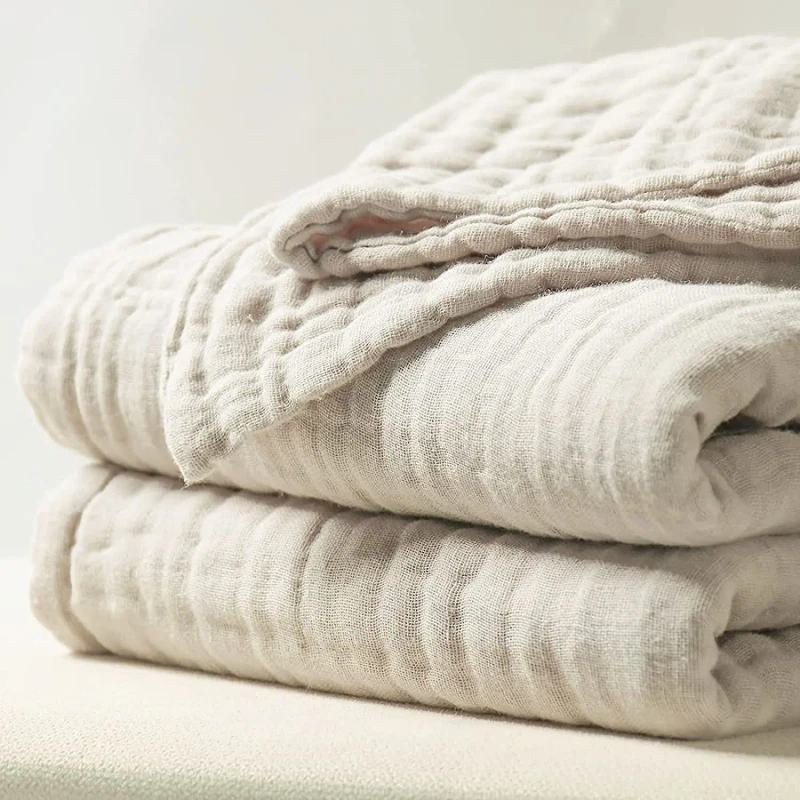 6-Layer-Solid-Square-Raschel-Throw-Blanket-Customizable-100-Cotton-Muslin-Woven-for-Couch-Bed-Use