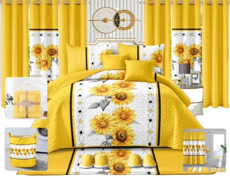 6-Piece-Microfiber-King-Size-Bed-Sheet-Set-Pillowcase-Striped-Plant-Cotton-for-Hotels-Flower-Printed-Bedding-Stock