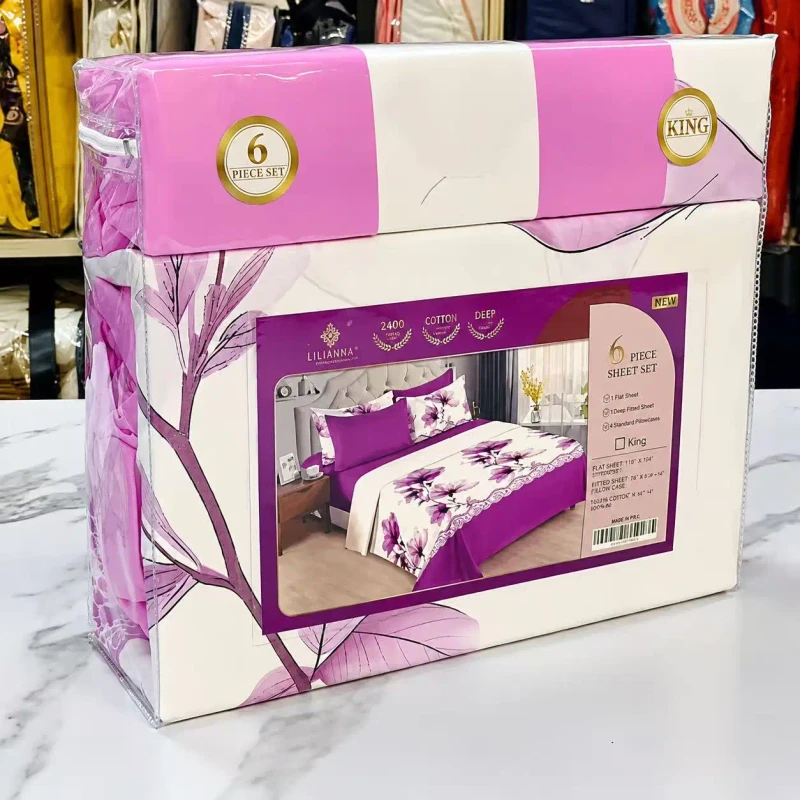 6-Pieces-Polyester-Bed-Sheet-Set-Queen-King-Size-with-4-Pillowcases-for-Discount-Stores