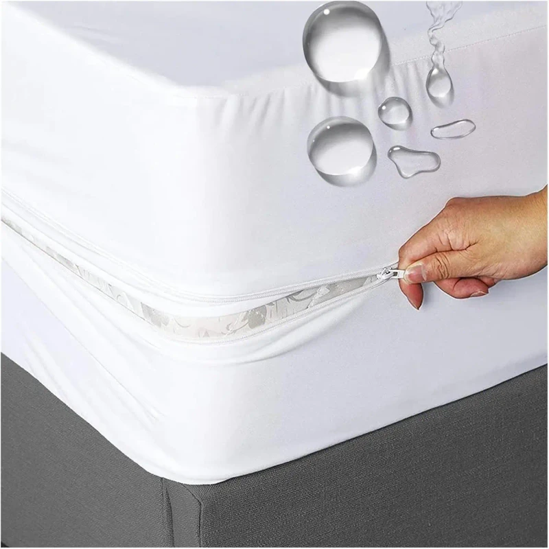 6-Sided-Protection-100-Waterproof-Zippered-Mattress-Encasement-Breathable-Noiseless-Soft-Bed-Cover-Sheet