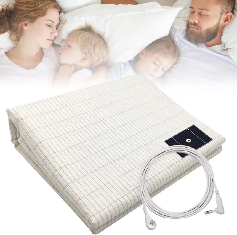 60-80-Inch-153-203CM-Organic-Cotton-ESD-Earthing-Grounding-Bed-Sheet-Striped-Solid-Folded-Stitching-Simple