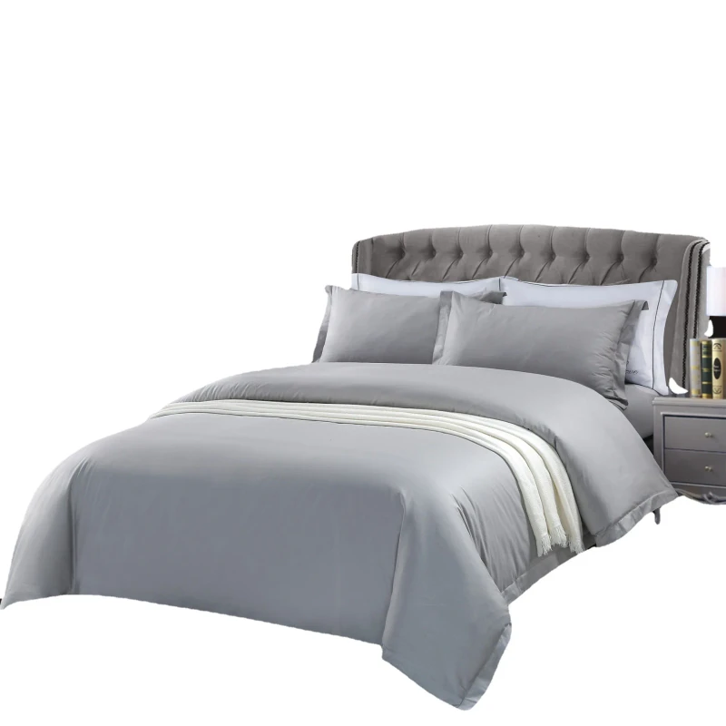 60-Cotton-Gray-Satin-Hotel-Bedding-Four-Piece-Set-Custom-Processing-Reactive-Dyeing