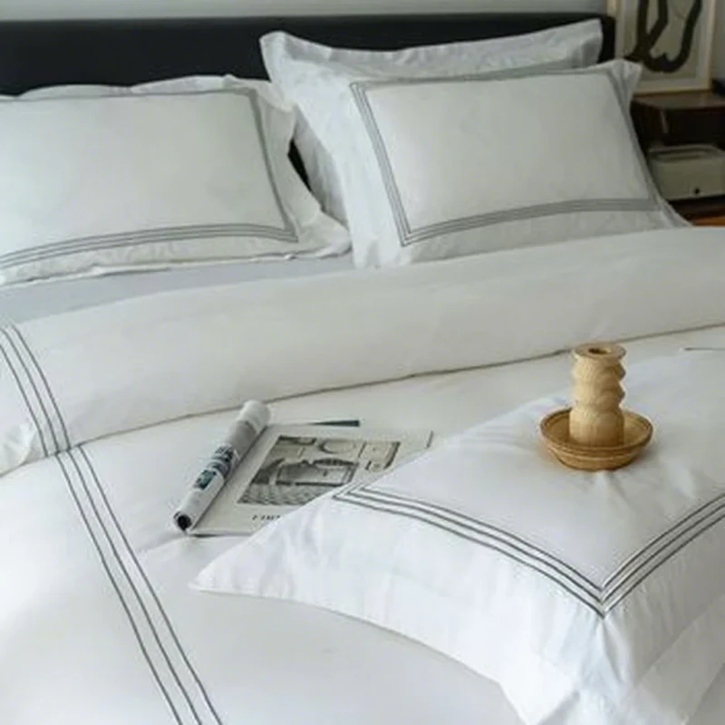 60S-100-Cotton-Satin-Bedding-Set-Minimalist-Embroidery-Hotel-Linen-Sheet-Duvet-Cover-Pillowcase