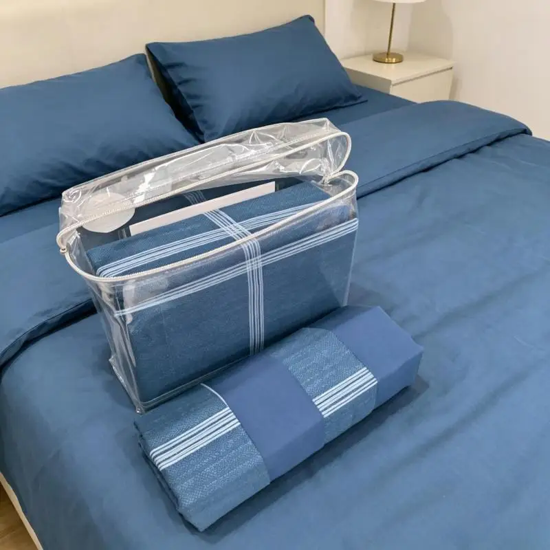 6pcs-Portable-Folded-Home-Polyester-Comforter-Bedding-Set-Cartoon-Plant-Striped-Printed-Hospital-Hotel