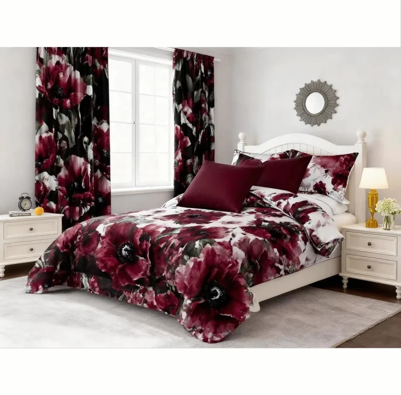 8-Piece-Queen-Size-Modern-Floral-Quality-Durable-Quilt-Sets-Bedding-Set-Curtains-Duvet-Cover-Fitted-Sheet-Flat-Sheet-Pillowcases