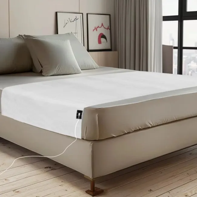 95-Organic-Cotton-5-Silver-Fiber-Double-Size-Bed-Sheet-Set-Geometric-Design-Antibacterial-Pain-Relief-Grounding-Bedding