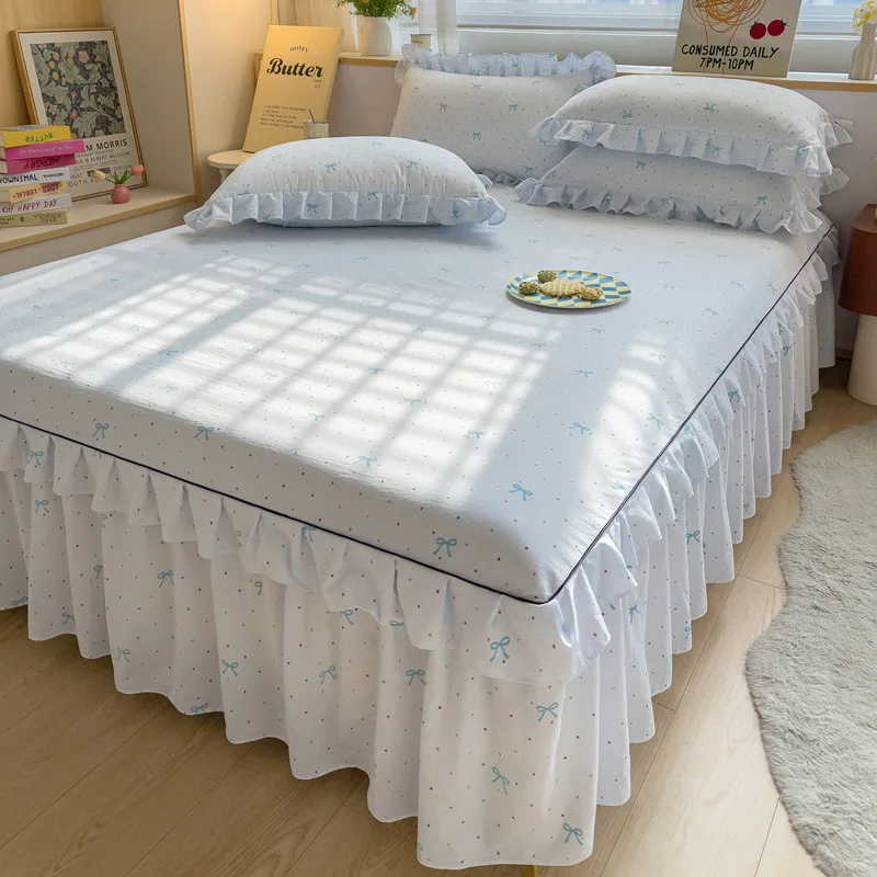 A-grade-Polyester-Floral-Bed-Skirt-Single-Piece-All-season-Universal-Fully-Wrapped-Bed-Cover-Three-piece-Set-Hem-Conceal