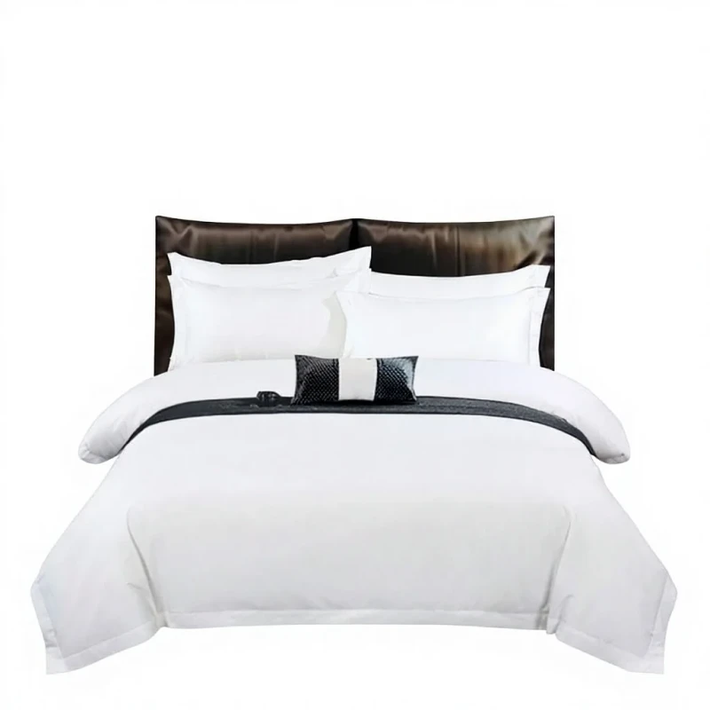 Acrylic-Four-Piece-Set-Guesthouse-Three-Piece-Bedding-Set-White-Bed-Sheets-Duvet-Cover-Hotel-Grade-Reactive-Dyed-Knitted