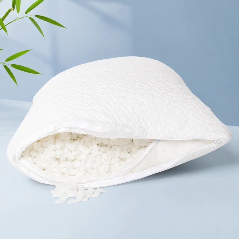 Adjustable-Bamboo-Shredded-Memory-Foam-Pillow-with-Smooth-Zipper-Neck-Support-Cooling-Bedding-for-OEM-Orders