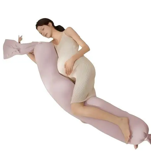 Adjustable-Cotton-Pink-Large-Pregnancy-Pillow-with-Tied-Ends-for-Customized-Full-Body-Support-During-Maternity-Sleep