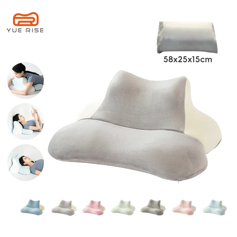 Adjustable-Design-Ergonomic-Memory-Foam-Neck-Care-Bed-Sleeping-Reading-Pillow-with-Removable-Washable-Pillowcase