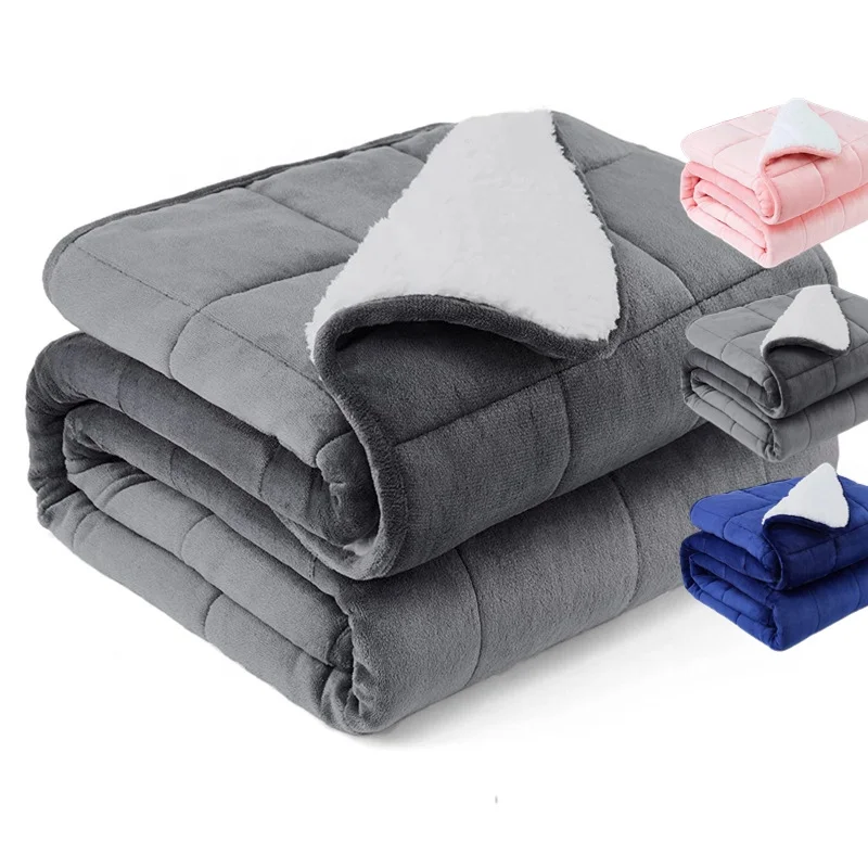 Adult-Minky-Sherpa-Blanket-Twin-Queen-King-Size-10lbs-15lbs-Sensory-Heavy-Weighted-Blanket-to-Reduce-Autism-Anxiety