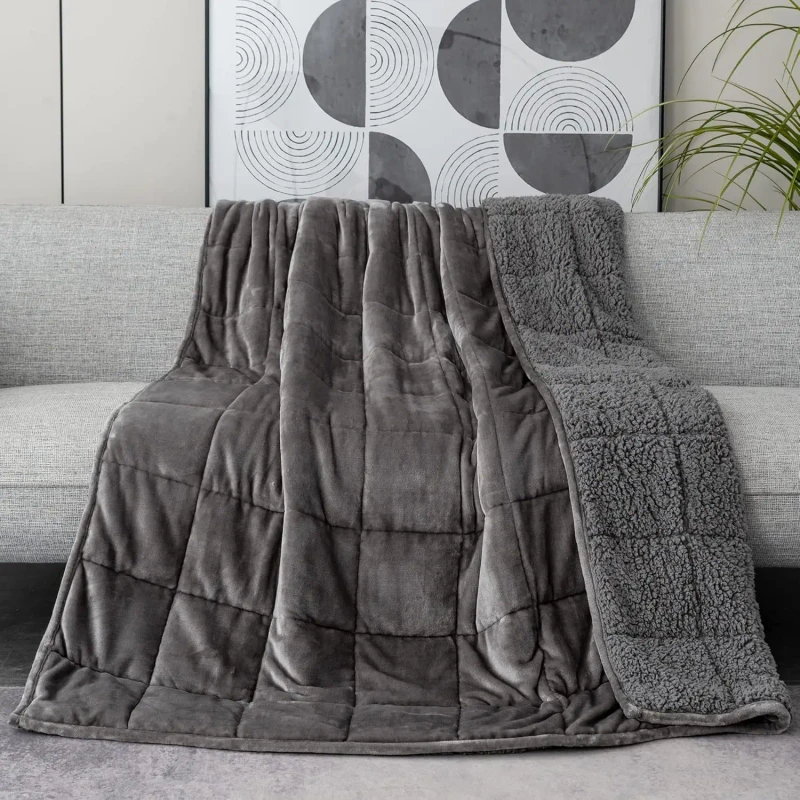 Adult-Queen-Size-Winter-Weighted-Flannel-Woven-Cooling-Anti-Dust-Mite-Plush-Heavy-Home-Use-Blanket-Glass-Beads-for-Anxiety