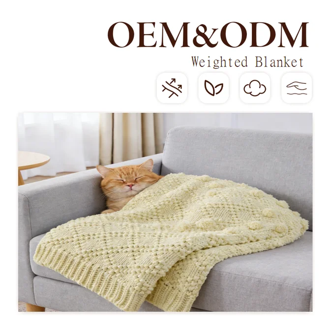 Adult-Woven-Weighted-Blanket-Breathable-Cool-Thick-Eco-Friendly-Four-Seasons-Use-Machine-Washable-Cream-White