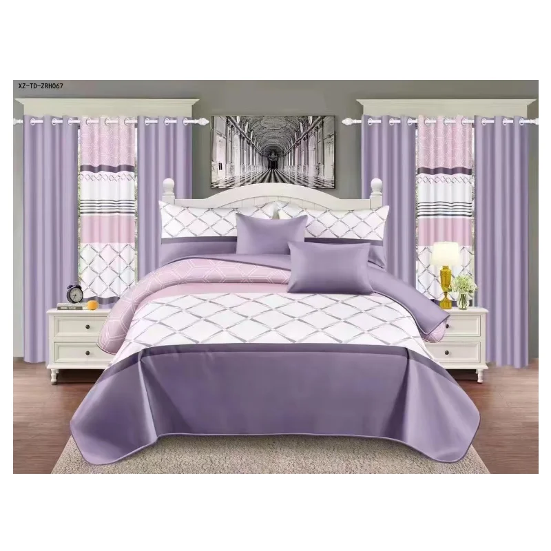 African-Style-Custom-Purple-Organic-King-6PCS-200TC-Double-Sided-All-Season-Polyester-Wedding-Curtain-Bedding-Set