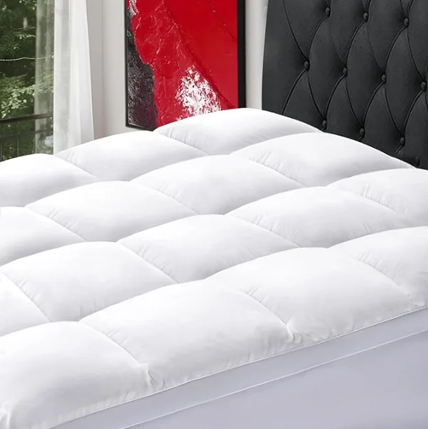 All-Season-Luxury-Mattress-Topper-Soft-Fiber-Cover-for-Queen-King-Sizes-Modern-Style-with-Folded-Feature