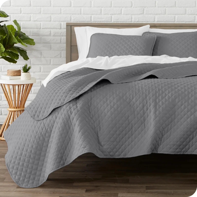 All-Season-Quilted-Bedspread-Set-Lightweight-Bed-Decor-Home-Coverlet-Set-Grey-Quilt-Bed-Spread-Coverlet-Set