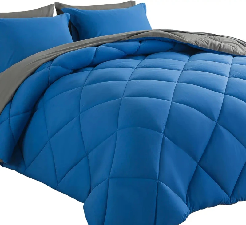 All-Season-Solid-Down-Alternative-Bedding-Sets-Blue-and-Grey-with-Comforter-Flat-Sheet-Fitted-Sheet-and-Pillowcases-for-Home
