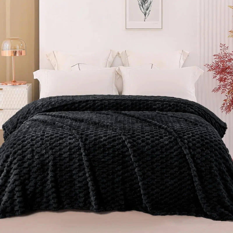 All-Season-Twin-Size-60x80-Inches-Jacquard-Velvet-Blanket-Soft-Fleece-Stylish-Bed-Fuzzy-Cozy-Knitted-Technique