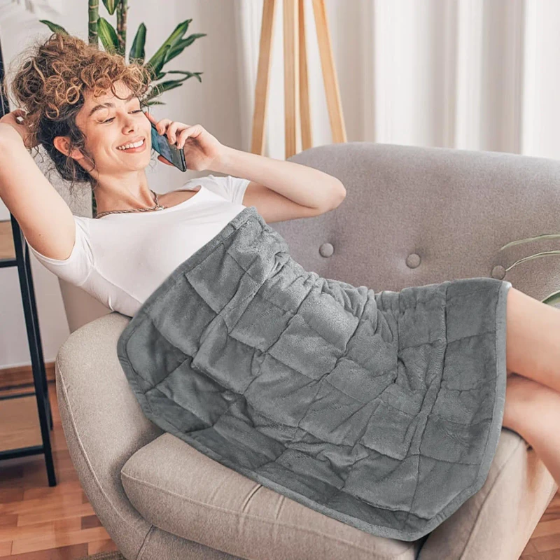 All-Season-Woven-Flannel-Grey-7lbs-Adults-Small-Weighted-Blanket-for-Home-Napping-Relaxation-Calming-Deep-Sleep-and-Travel