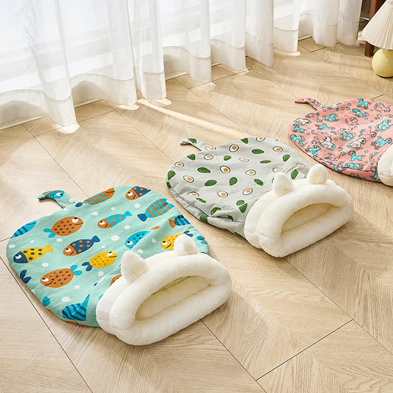 All-Seasons-Fashion-Modern-Cat-Bed-Semi-Enclosed-Cave-Design-Deep-Sleep-Pet-Sleeping-Bag-with-Blanket-XL-Size-for-Cats