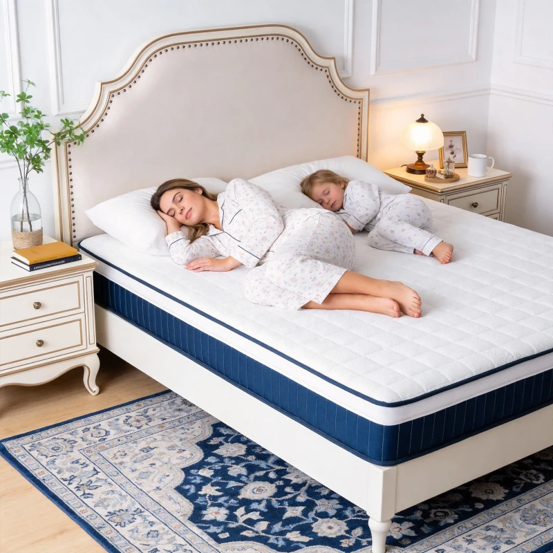 All-Size-Removable-Topper-Zipper-Open-White-Dark-Blue-Hybrid-Pocket-Mattress-with-1-Piece-Quantity