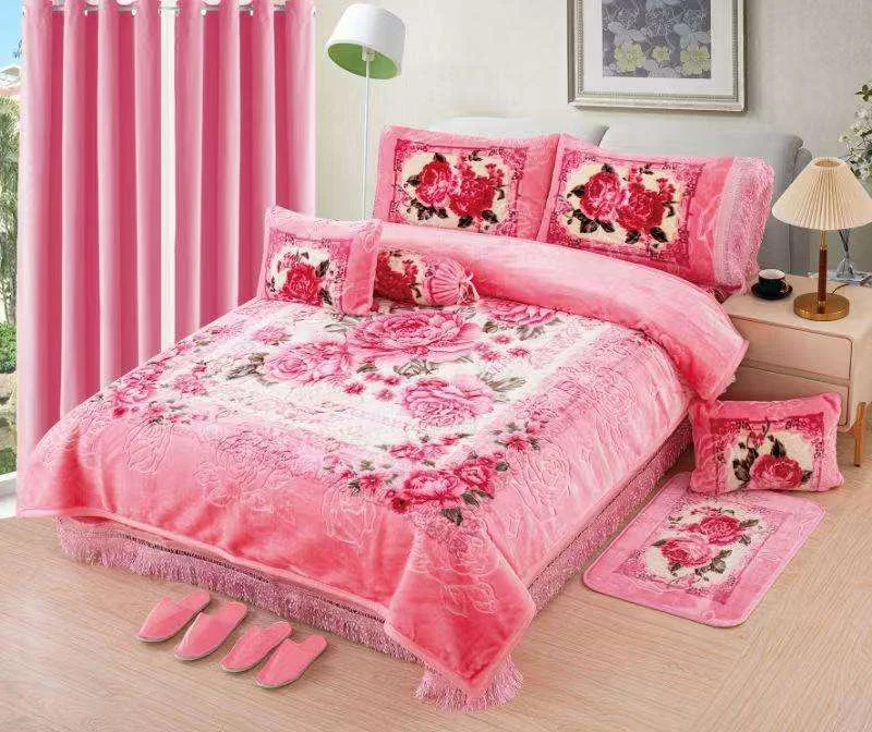 America-Style-12pcs-king-Size-Blanket-Warm-Heavy-Velvet-Blanket-Printed-8kg-Couverture-Blanket-with-Matching-Curtains-for-Winter