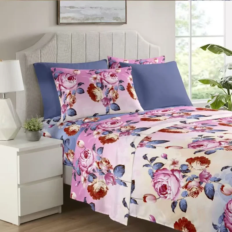 American-King-6-Piece-Flat-Fitted-Sheet-Set-Luxury-Flat-Fitted-Sheet-Set-Breathable-Flat-Fitted-Sheet-with-4-Pillowcases