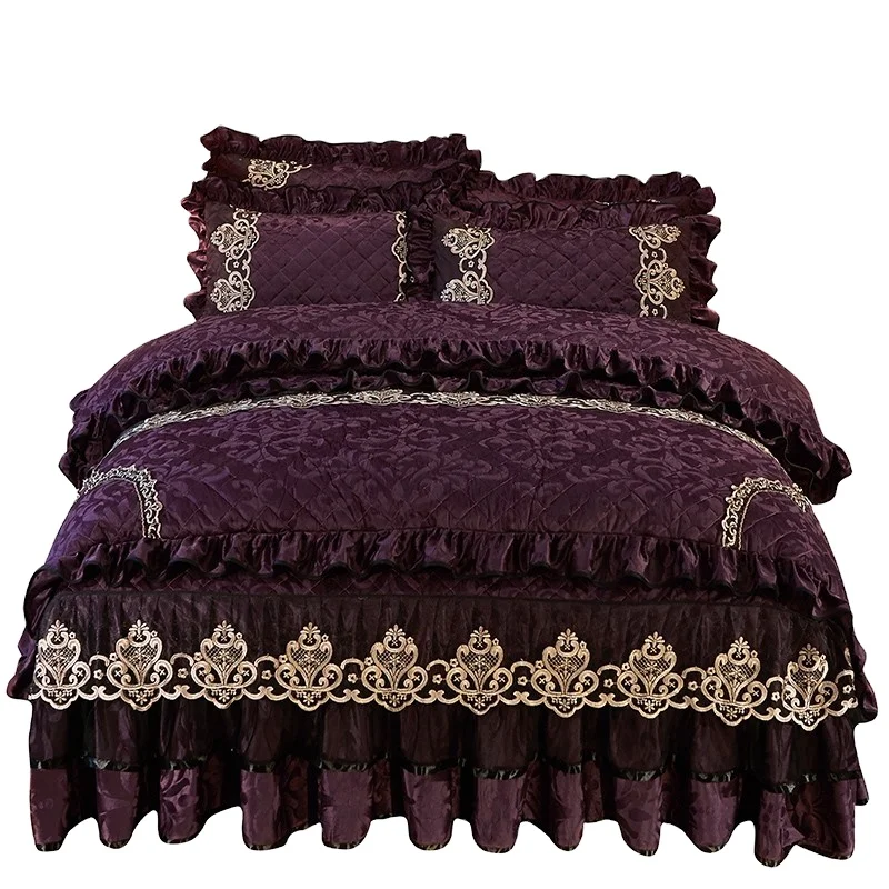 American-Style-4pcs-Duvet-Cover-Set-Winter-Thermal-Quilted-Velvet-with-3D-Printed-Black-Purple-Duvet-Cover-Sets