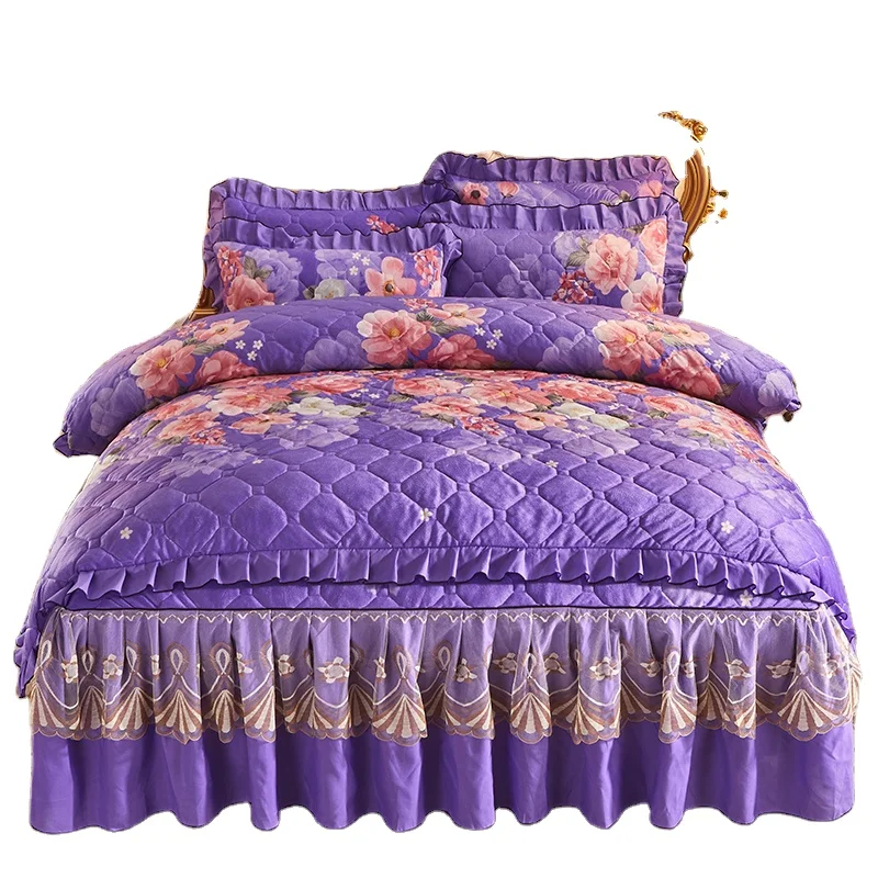 American-Style-Purple-Lilac-Velvet-Solid-100-Polyester-Breathable-Anti-static-4-Piece-Bedspread-Duvet-Cover-Set