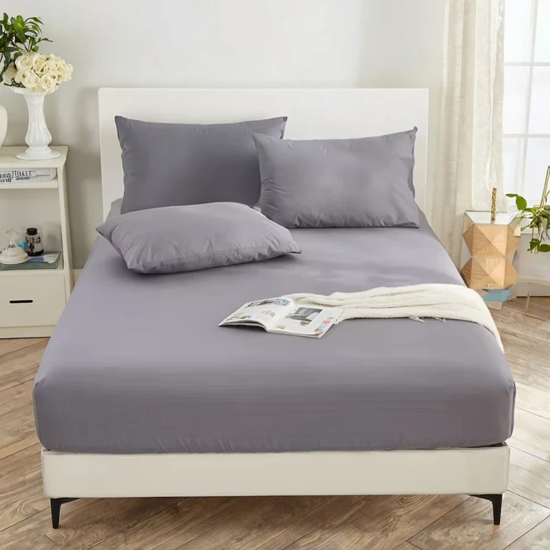 Anti-Static-Breathable-95Organic-Cotton-5Silver-Fiber-Gray-Queen-Size-Grounding-Fitted-Sheet-for-Home