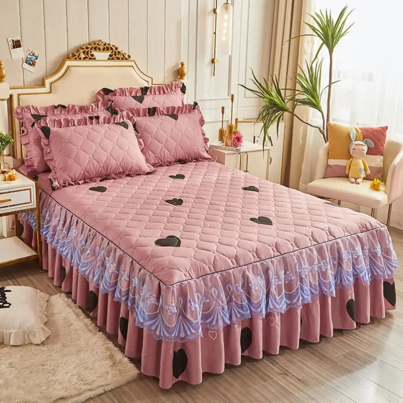Autumn-Winter-Padded-Bed-Skirt-Sets-Thick-Warm-Double-Layer-Bed-Skirt-Pillowcases-Bedding-Set-Thickened-Three-Piece-Sets-Full-Qu