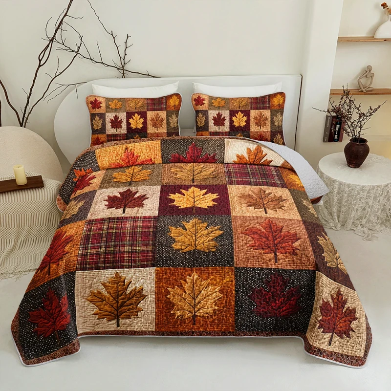 Autumn-Yellow-Maple-Leaf-Eco-Friendly-Polyester-Quilt-Set-Fall-Theme-King-Size-Bedding-Digital-Print-Quilt