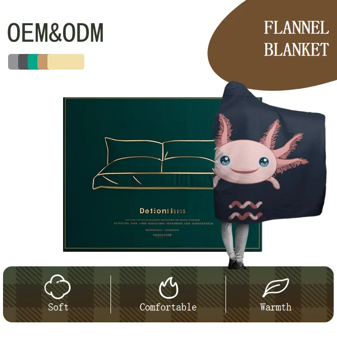 Axolotl-Hooded-Blanket-Soft-and-Lightweight-Flannel-Throw-Suitable-for-Use-in-Bed-Living-Room-and-Travel-Double-Sided-Fleece