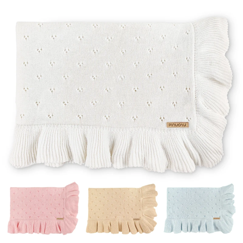 Baby-Blanket-for-Newborn-40x31-Inches-Infant-Frilly-Bedding-Pointelle-Swaddle-Knit-Blankets-Soft-and-Cozy