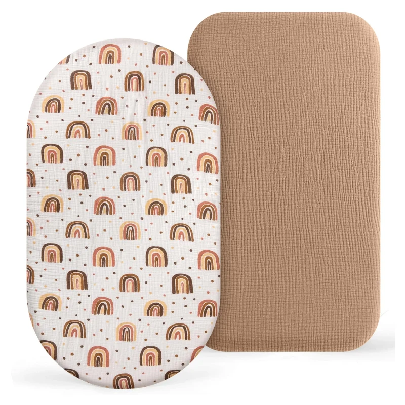 Baby-Cradle-Mattress-Cover-Breathable-Gauze-Enlarged-Full-Wrap-Removable-Washable-All-Season-Solid-Color-Customizable