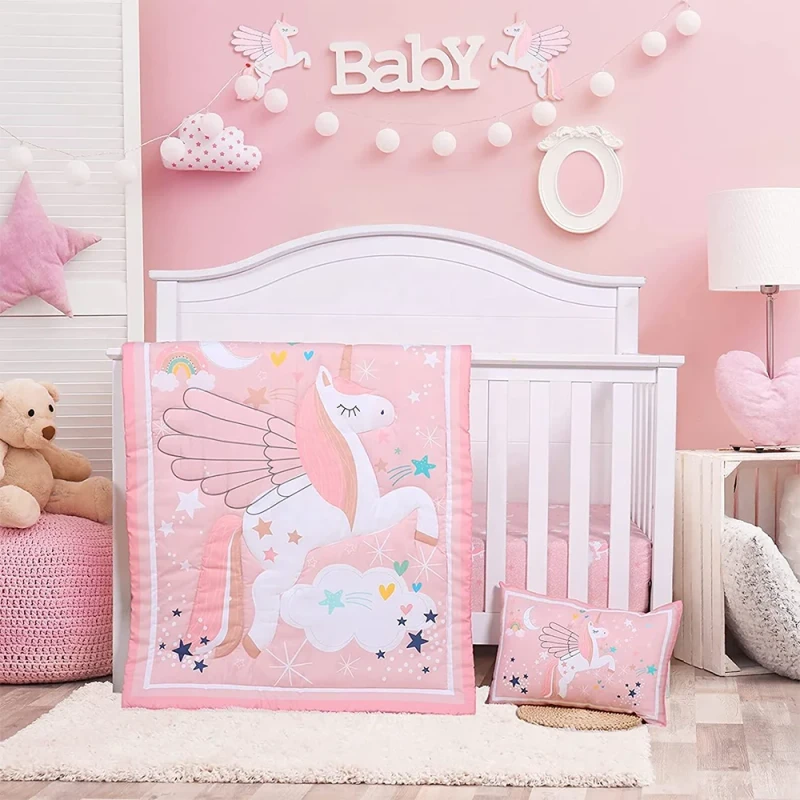 Baby-Crib-Bedding-Set-Kids-Quilt-Pillow-Cases-Sheet-Pink-Cartoon-Pattern-Baby-Girl-Crib-Bedding-Set-for-All-Season