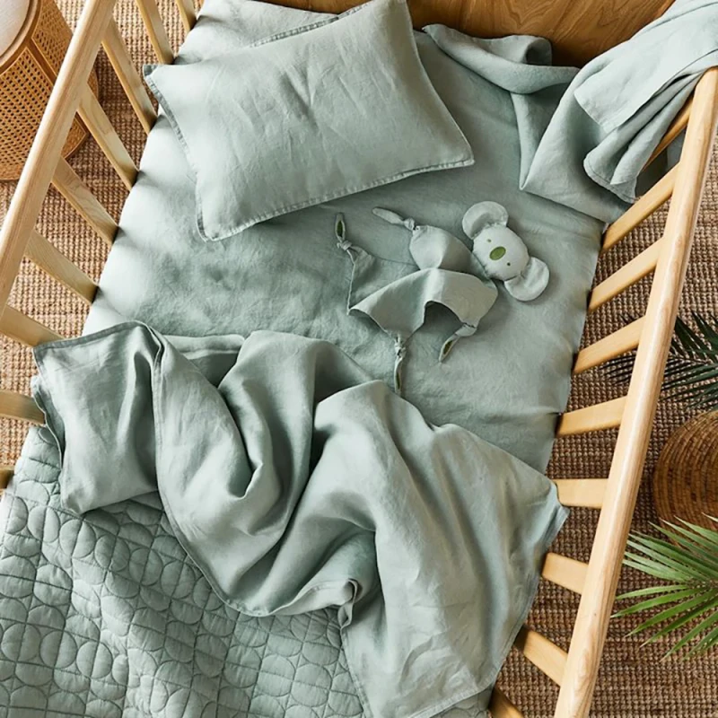 Baby-Crib-Sheet-Cot-Linen-Bedding-Set-with-Pillowcase-Cover-Duvet-Cover-Quality-Woven-60-Western-Printed-Sustainable