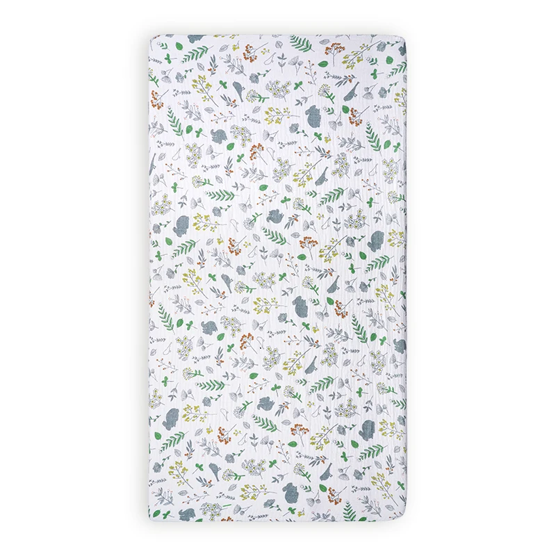 Baby-Modern-Printed-Muslin-Crib-Fitted-Sheet-Skin-Friendly-Eco-Friendly-100-Cotton-Custom-Pattern