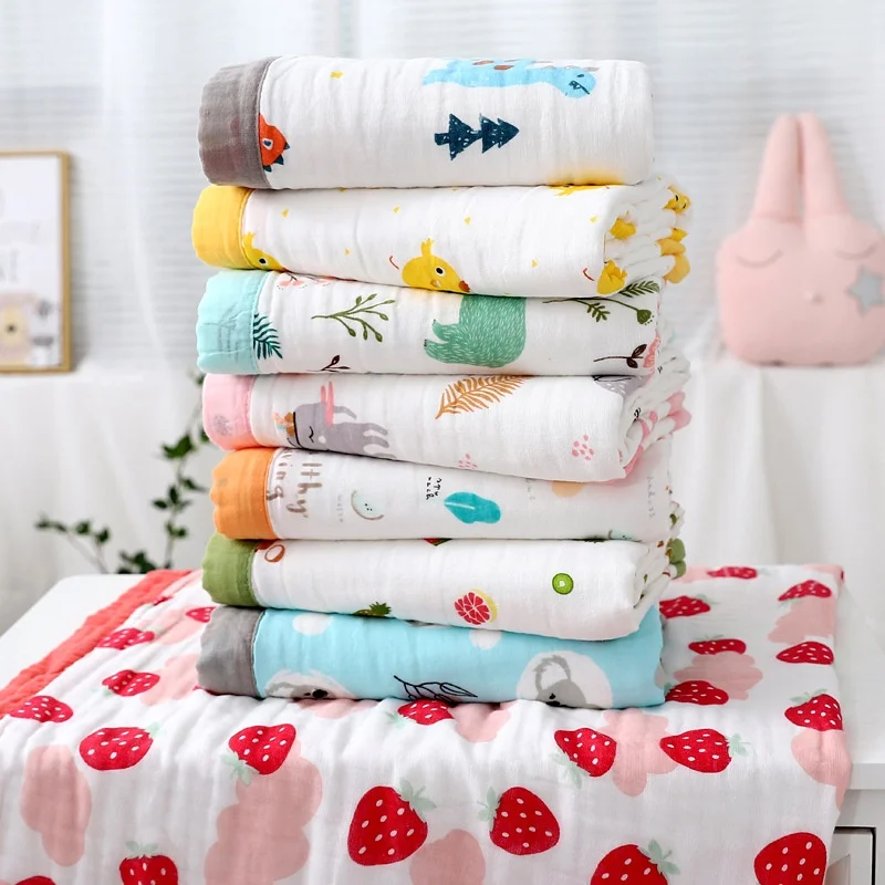 Baby-Newborn-Bath-Towel-Ultra-Soft-6-Layer-Pure-Cotton-Antibacterial-Skin-Friendly-Gauze-Animal-Pattern-Customizable-for