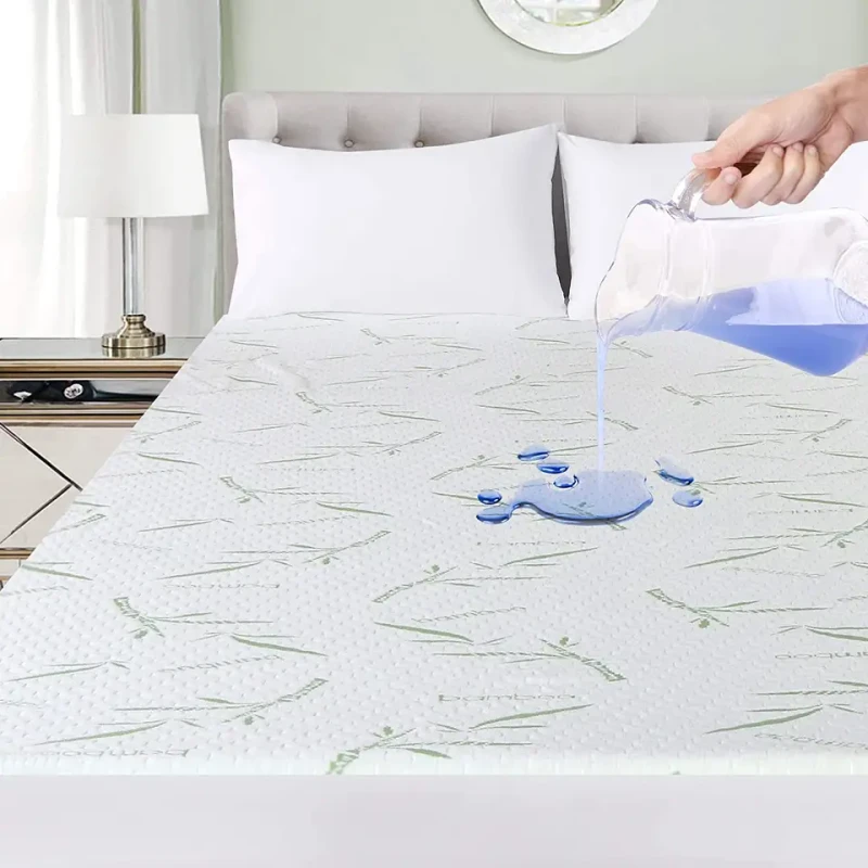 Baby-Soft-Bamboo-Hypoallergenic-Waterproof-Mattress-Protector-Custom-Size-Bed-Mat-For-Home-Hospital-Use-Plain-Style