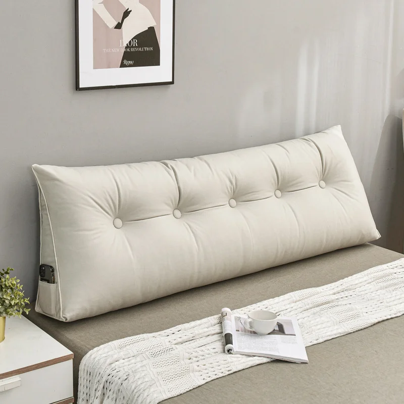 Backrest-Body-Support-Woven-Bolster-Cushion-Long-Triangular-Headboard-Bed-Rest-Reading-Wedge-Pillow-Machine-Washable
