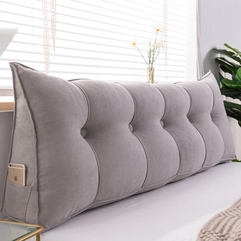 Backrest-Head-Support-Bolster-Long-Cushion-with-Removable-Cover-Large-Triangular-Headboard-Bed-Wedge-Reading-Pillow